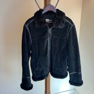 Vintage Shebang Authentic Wear Genuine Leather Suede Fur Black Jacket Size M